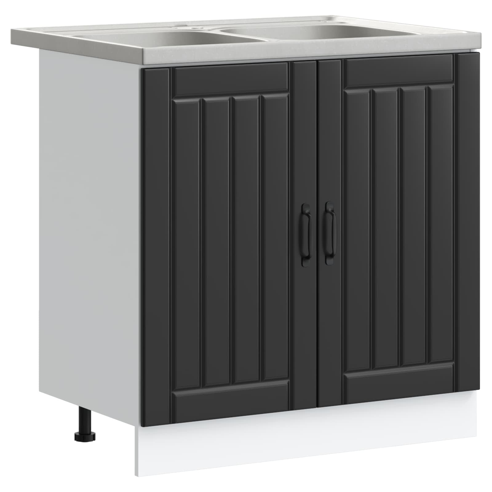 Mobiletto per lavabo Lucca 2 pcs Nero Legno multistrato | homemem39