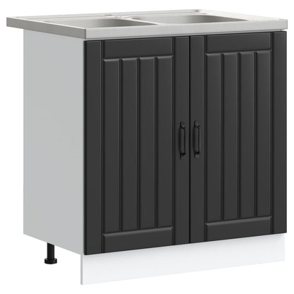 Mobiletto per lavabo Lucca 2 pcs Nero Legno multistrato | homemem39