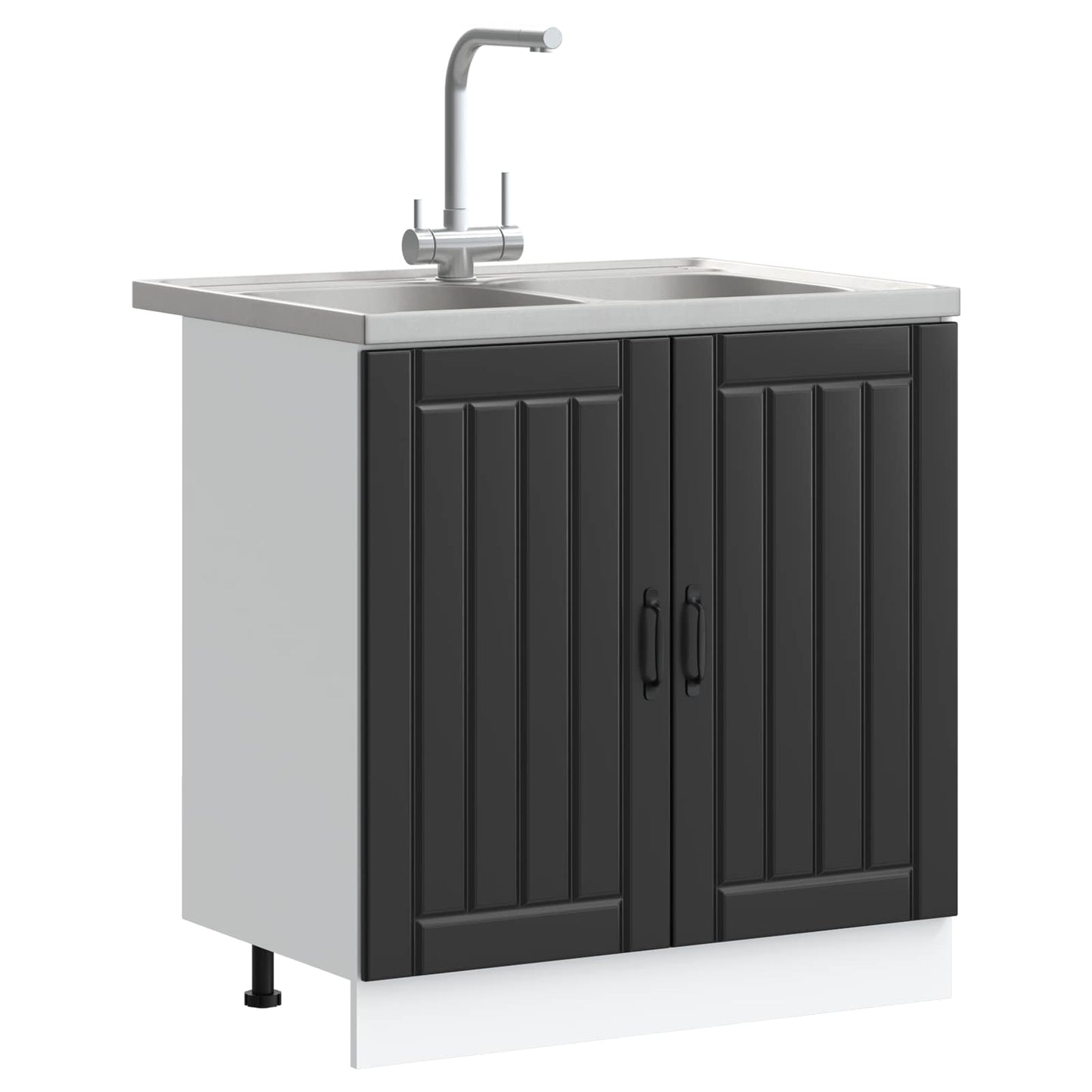 Mobiletto per lavabo Lucca 2 pcs Nero Legno multistrato | homemem39