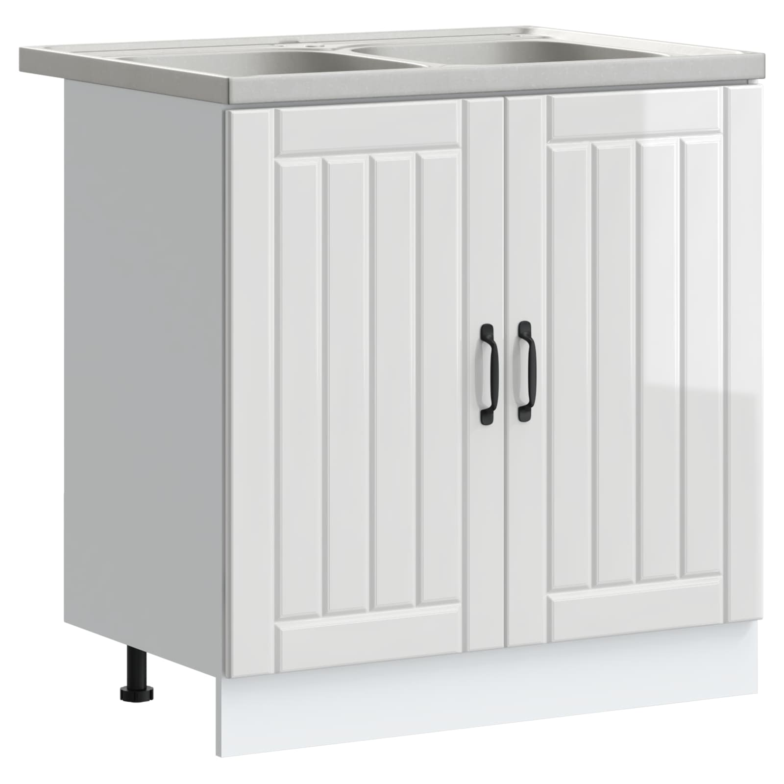Mobiletto per lavabo con porta Lucca 2 pcs Bianco Lucido | homemem39