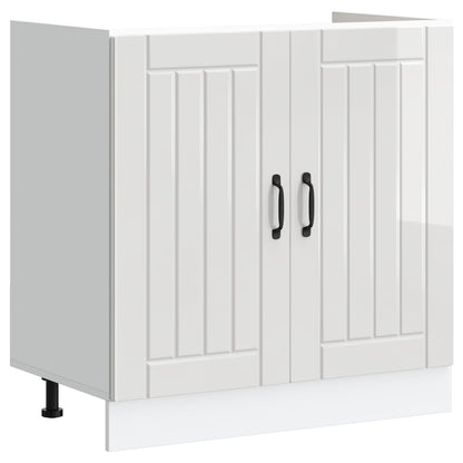 Mobiletto per lavabo con porta Lucca 2 pcs Bianco Lucido | homemem39