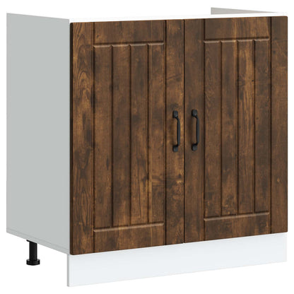 Mobiletto per lavabo Lucca 2 pcs Rovere fumé Legno multistrato | homemem39