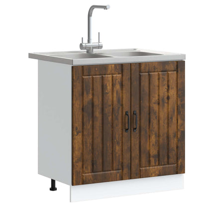 Mobiletto per lavabo Lucca 2 pcs Rovere fumé Legno multistrato | homemem39
