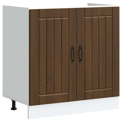 Mobiletto per lavabo con porta Lucca 2 pcs Rovere Marrone | homemem39