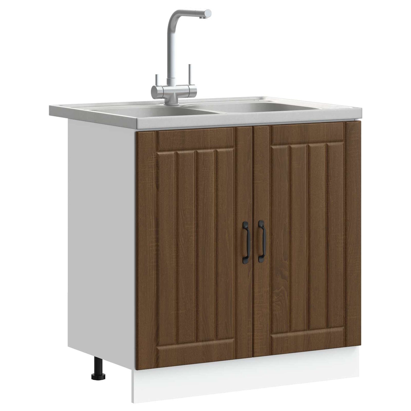 Mobiletto per lavabo con porta Lucca 2 pcs Rovere Marrone | homemem39
