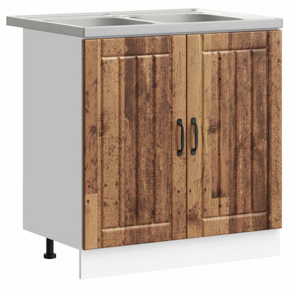 Mobiletto per lavabo con porta Lucca 2 pcs Legno vecchio | homemem39