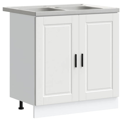 Mobiletto per lavabo Porto 2 pcs Bianco Legno multistrato