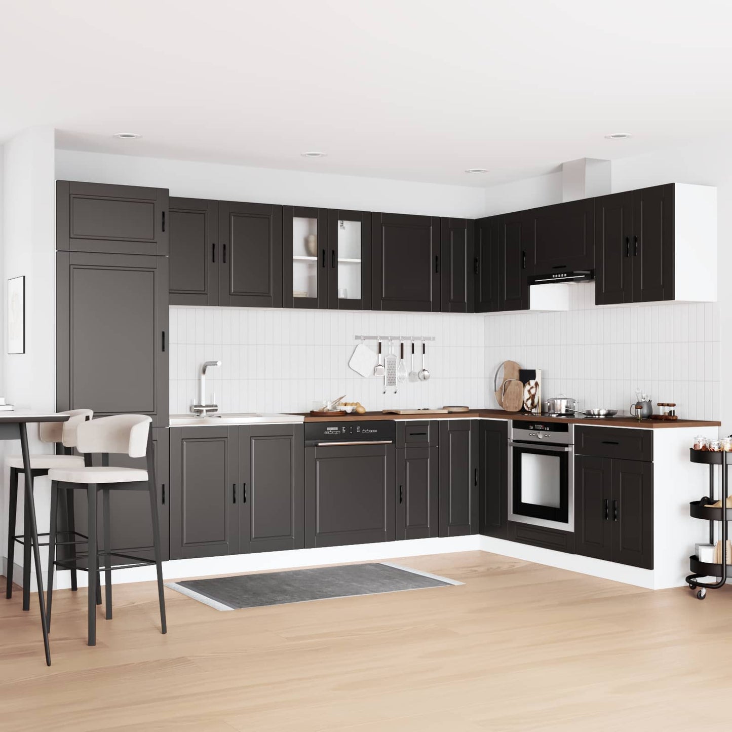 Mobiletto per lavabo Porto 2 pcs Nero Legno multistrato | homemem39
