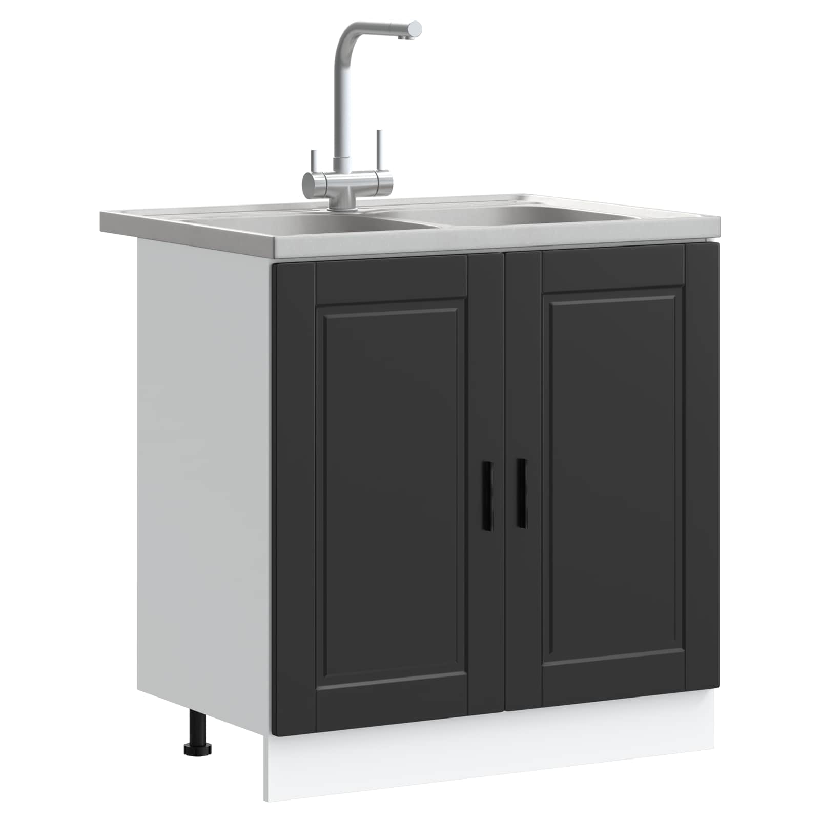 Mobiletto per lavabo Porto 2 pcs Nero Legno multistrato | homemem39