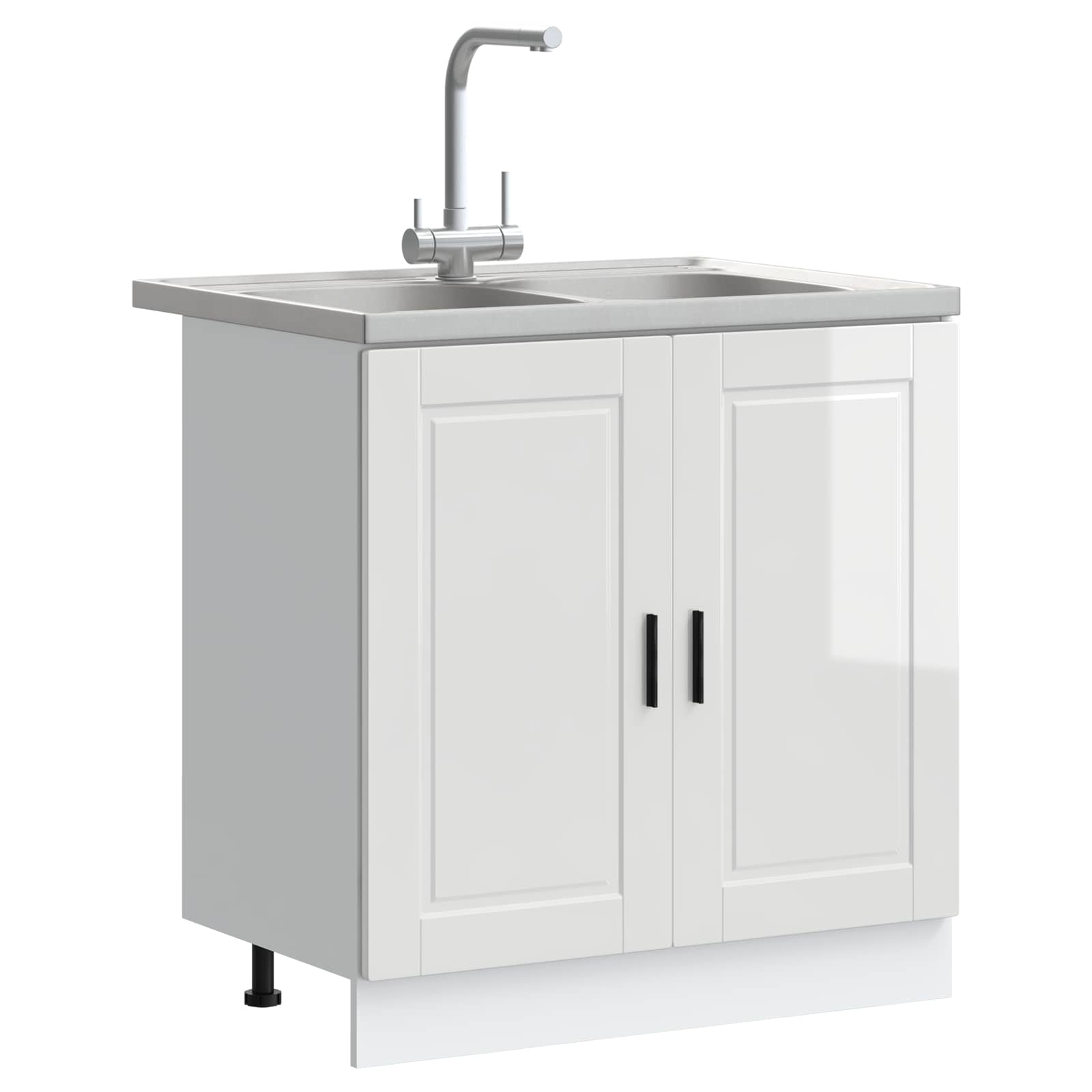 Mobiletto per lavabo Porto 2 pcs Bianco Legno multistrato | homemem39