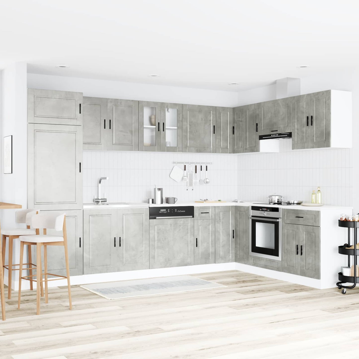 Mobiletto per lavabo Porto 2 pcs Grigio Legno multistrato | homemem39