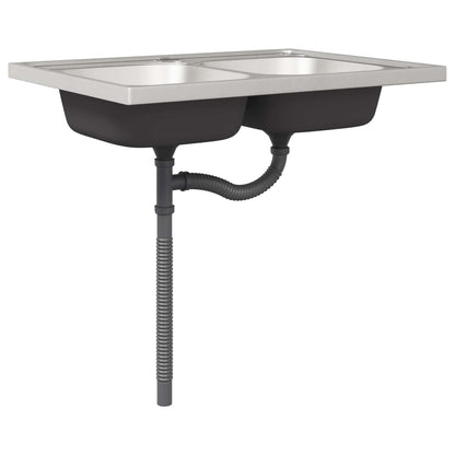 Mobiletto per lavabo Porto 2 pcs Grigio Legno multistrato