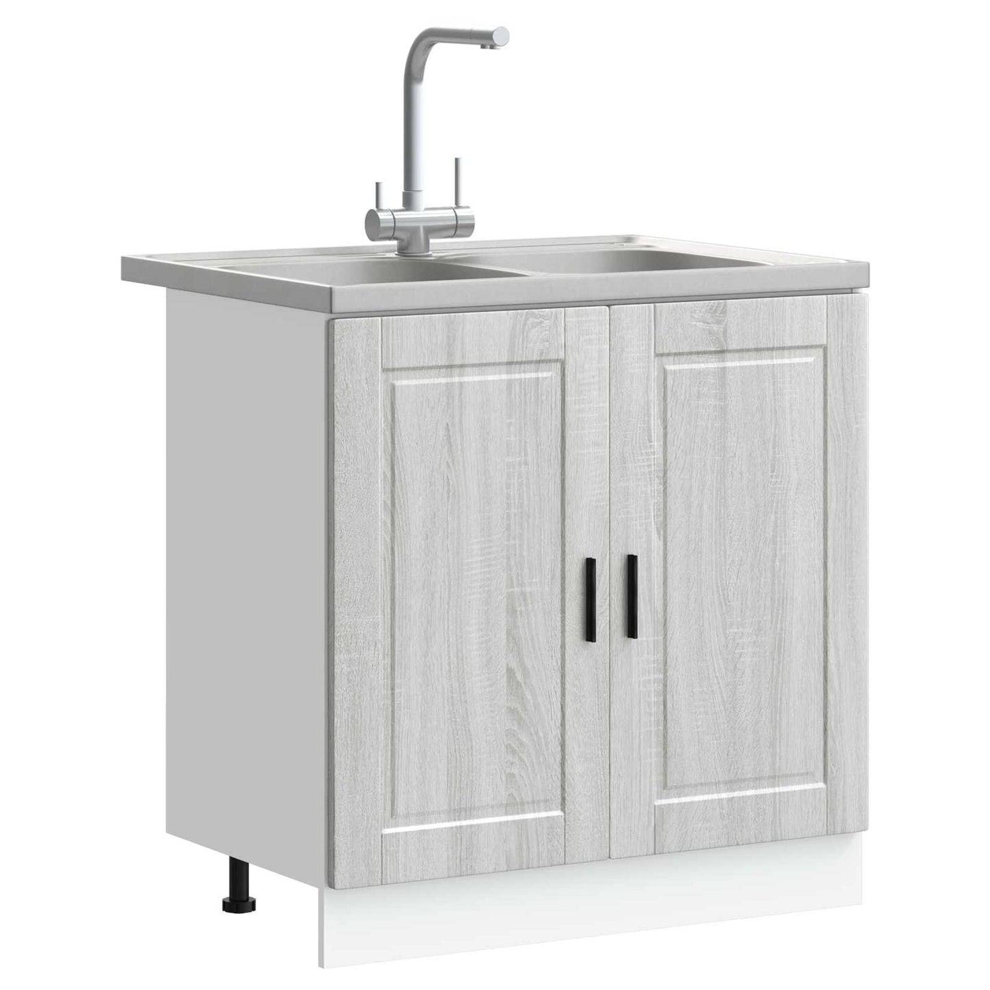 Mobiletto per lavabo Porto 2 pcs Grigio Legno multistrato