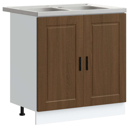Mobiletto per lavabo Porto 2 pcs Marrone Legno multistrato