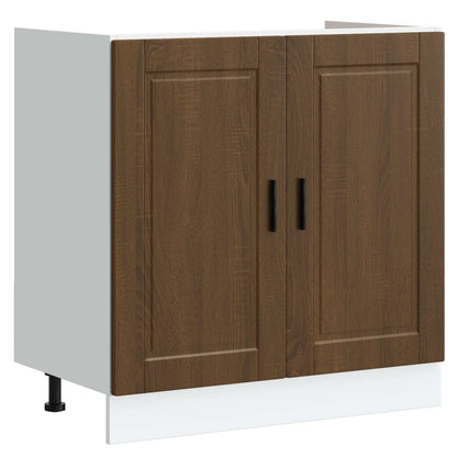Mobiletto per lavabo Porto 2 pcs Marrone Legno multistrato