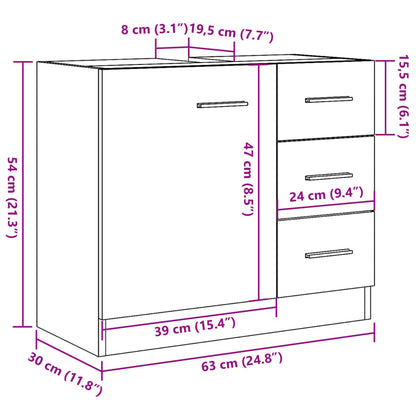 Mobile Sottolavabo Legno Vecchio 63x30x54 cm in Truciolato | homemem39