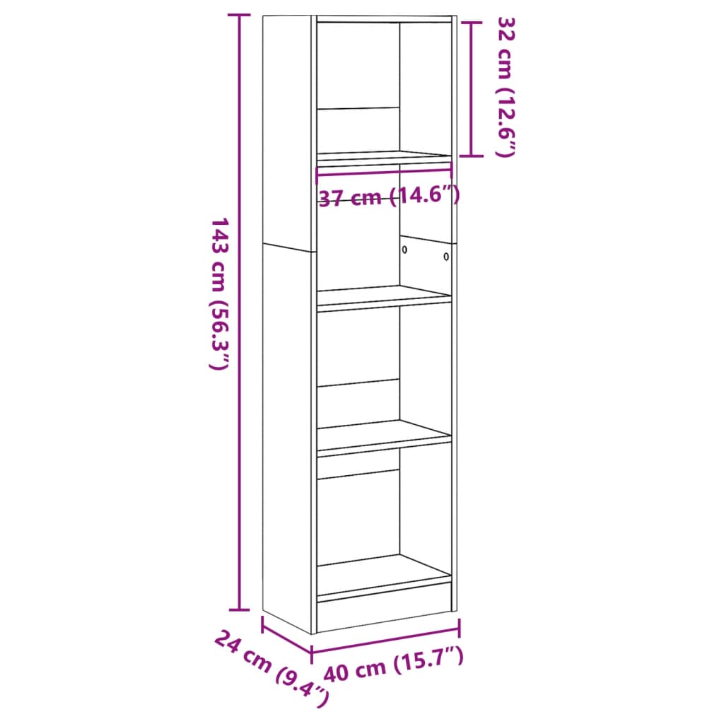 Libreria Bianca 40x24x143 cm in Truciolato - homemem39