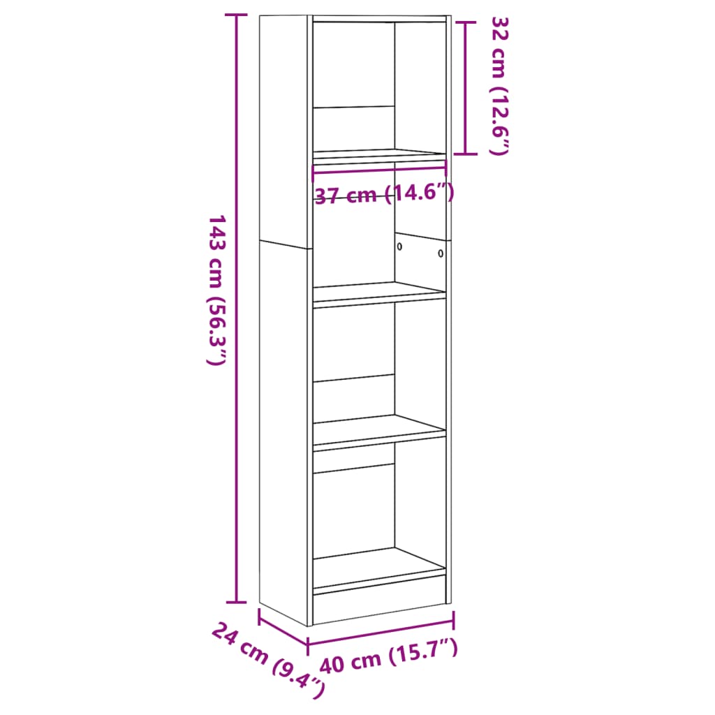 Libreria Grigio Sonoma 40x24x143 cm in Legno Multistrato | homemem39