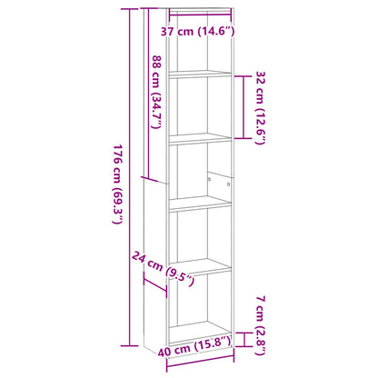 Libreria Grigio Sonoma 40x24x176 cm in Legno Multistrato | homemem39