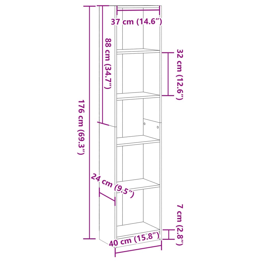 Libreria Artigianale Rovere 40x24x176 cm Legno ingegnerizzato | homemem39