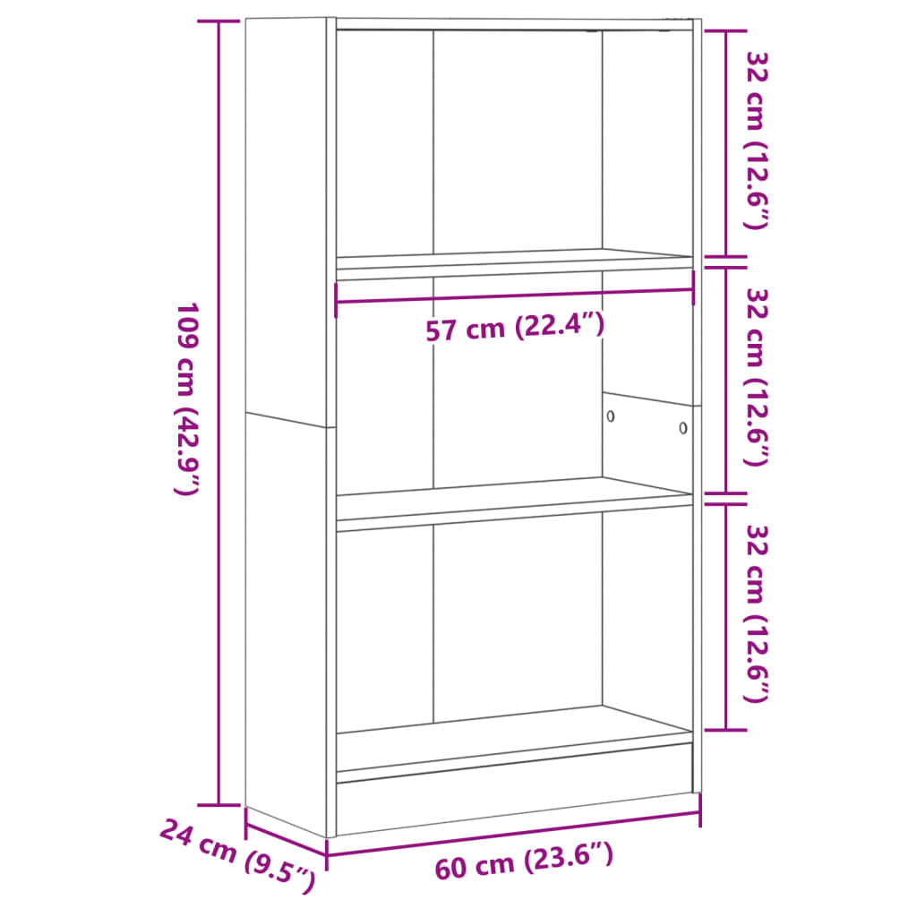 Libreria Legno Antico 60x24x109 cm in Truciolato | homemem39