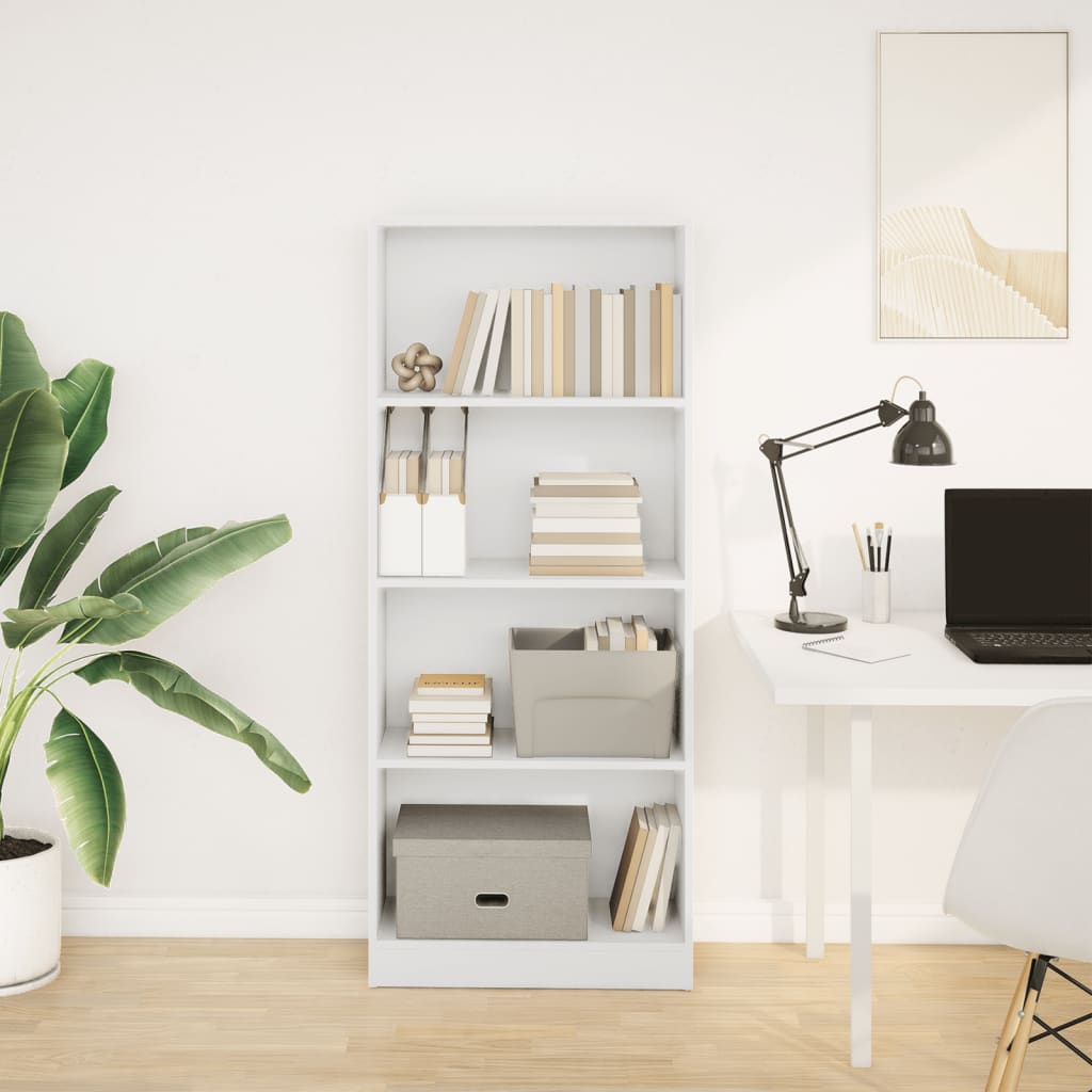 Libreria Bianca 60x24x143 cm in Legno Multistrato | homemem39