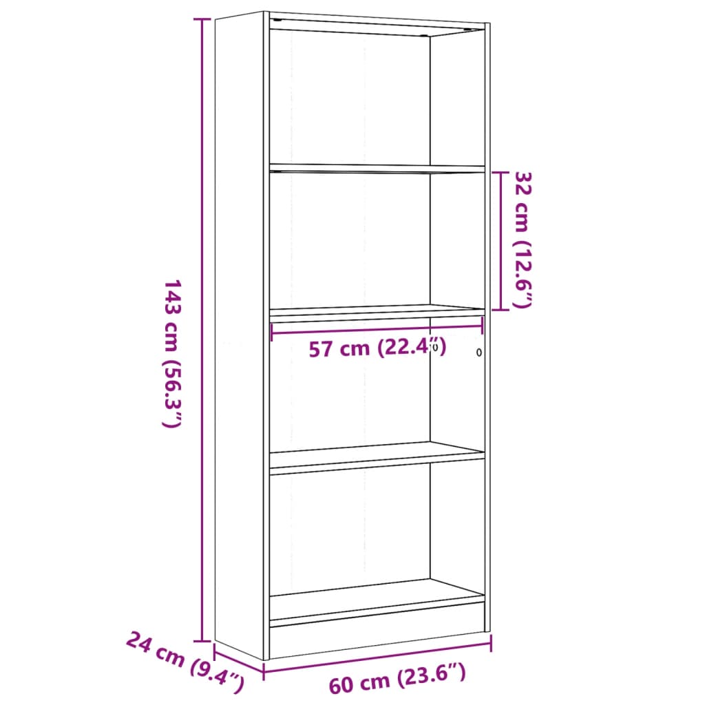Libreria Rovere Sonoma 60x24x143 cm in Legno Multistrato | homemem39