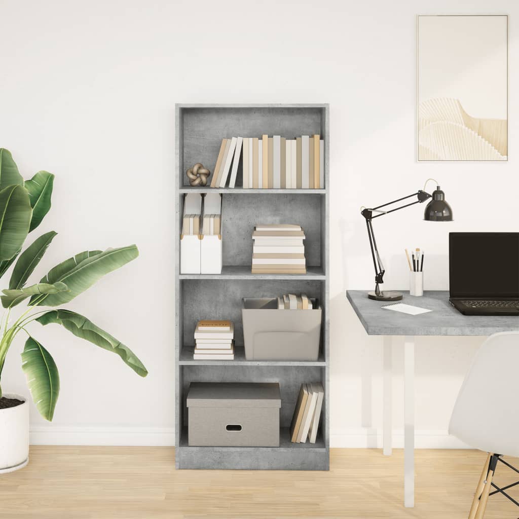 Libreria Grigio Cemento 60x24x143 cm in Legno Multistrato | homemem39