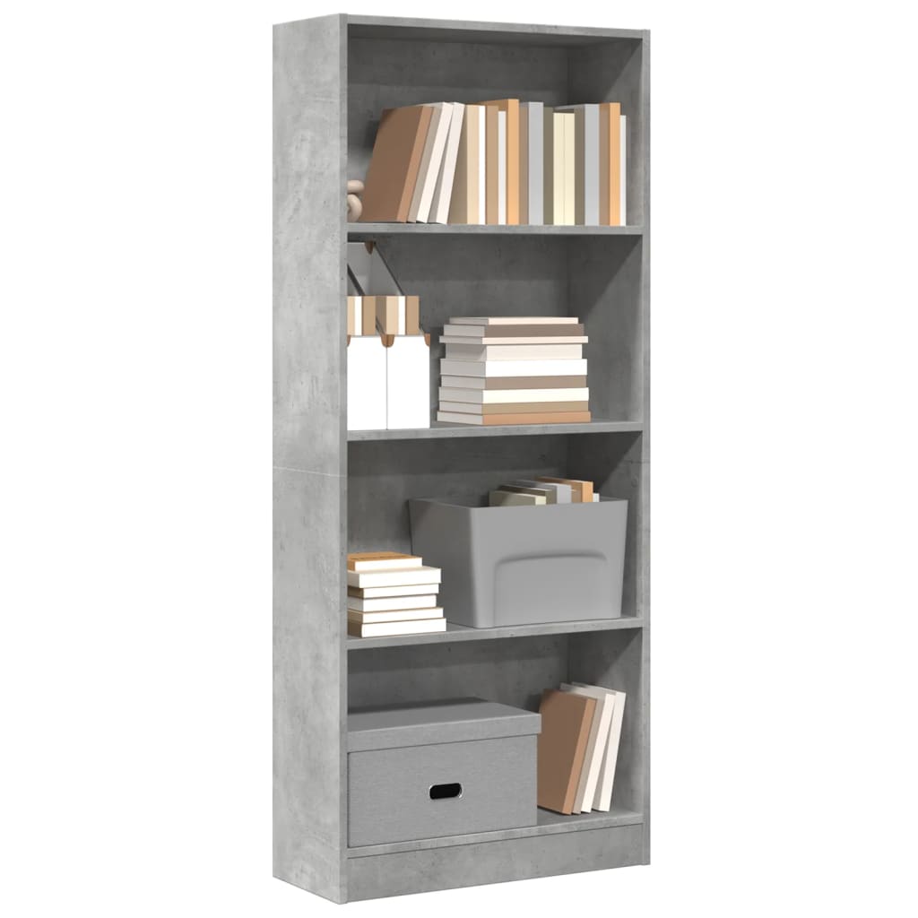 Libreria Grigio Cemento 60x24x143 cm in Legno Multistrato | homemem39