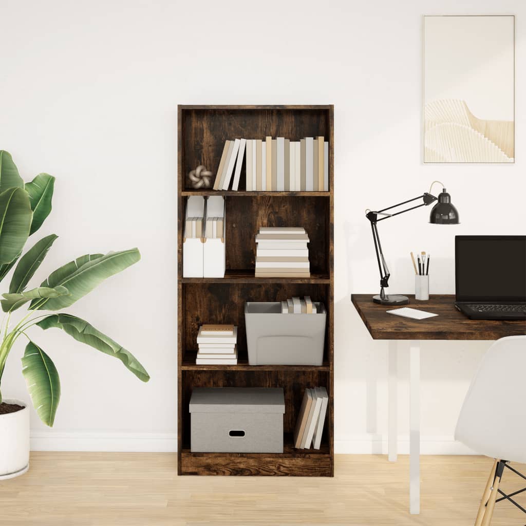 Libreria Rovere Fumo 60x24x143 cm in Legno Multistrato | homemem39