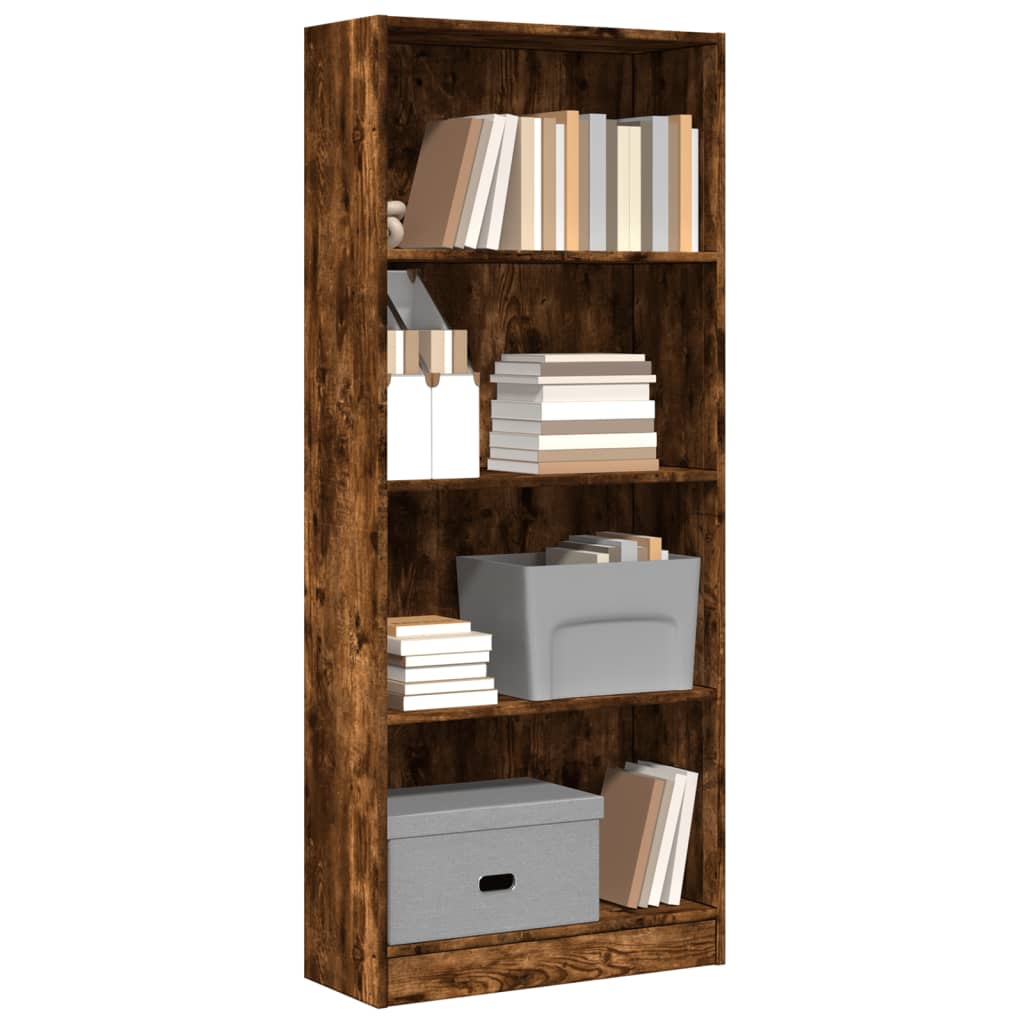 Libreria Rovere Fumo 60x24x143 cm in Legno Multistrato | homemem39