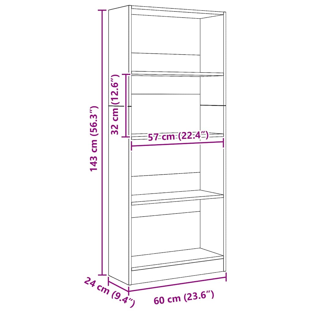 Libreria Rovere Artigianale 60x24x143 cm in Legno Multistrato | homemem39