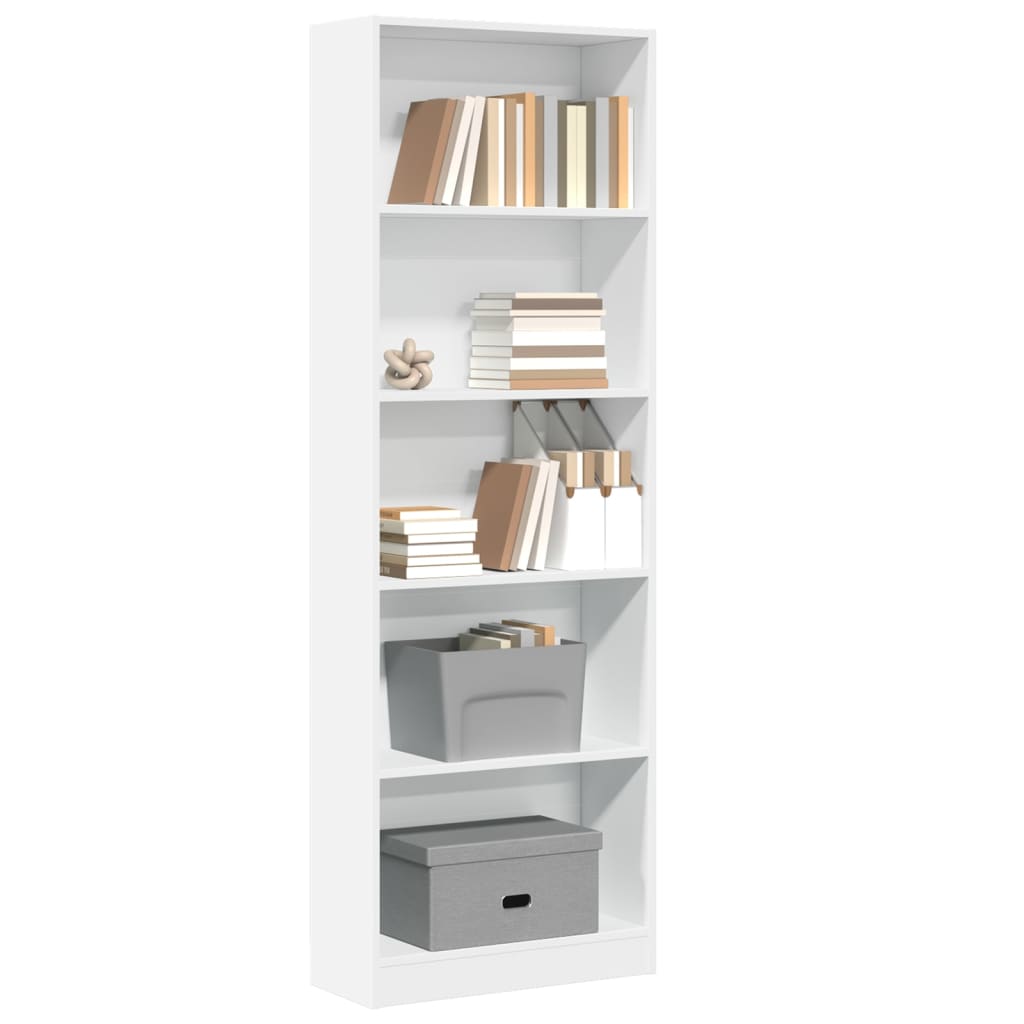 Libreria Bianca 60x24x176 cm in Legno Massello