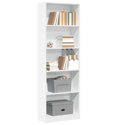 Libreria Bianca 60x24x176 cm in Legno Massello