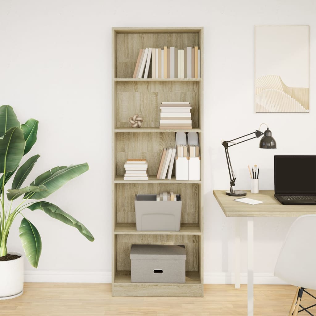 Libreria Rovere Sonoma 60x24x176 cm in Legno Multistrato | homemem39