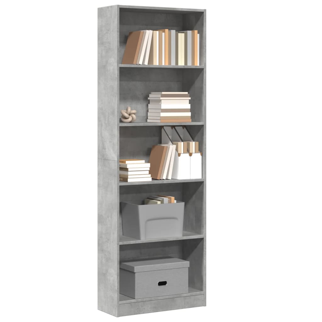 Libreria Grigio Cemento 60x24x176 cm in Legno Multistrato | homemem39