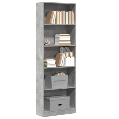 Libreria Grigio Cemento 60x24x176 cm in Legno Multistrato | homemem39