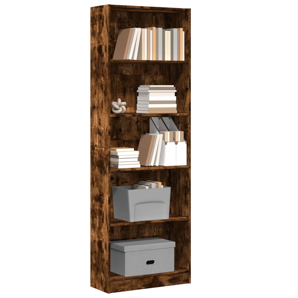 Libreria Rovere Fumo 60x24x176 cm in Legno Multistrato | homemem39