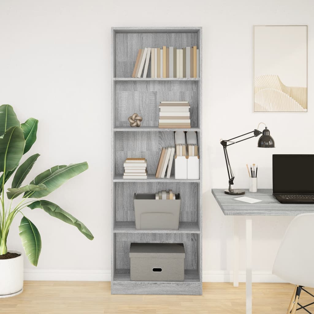 Libreria Grigio Sonoma 60x24x176 cm in Legno Multistrato | homemem39