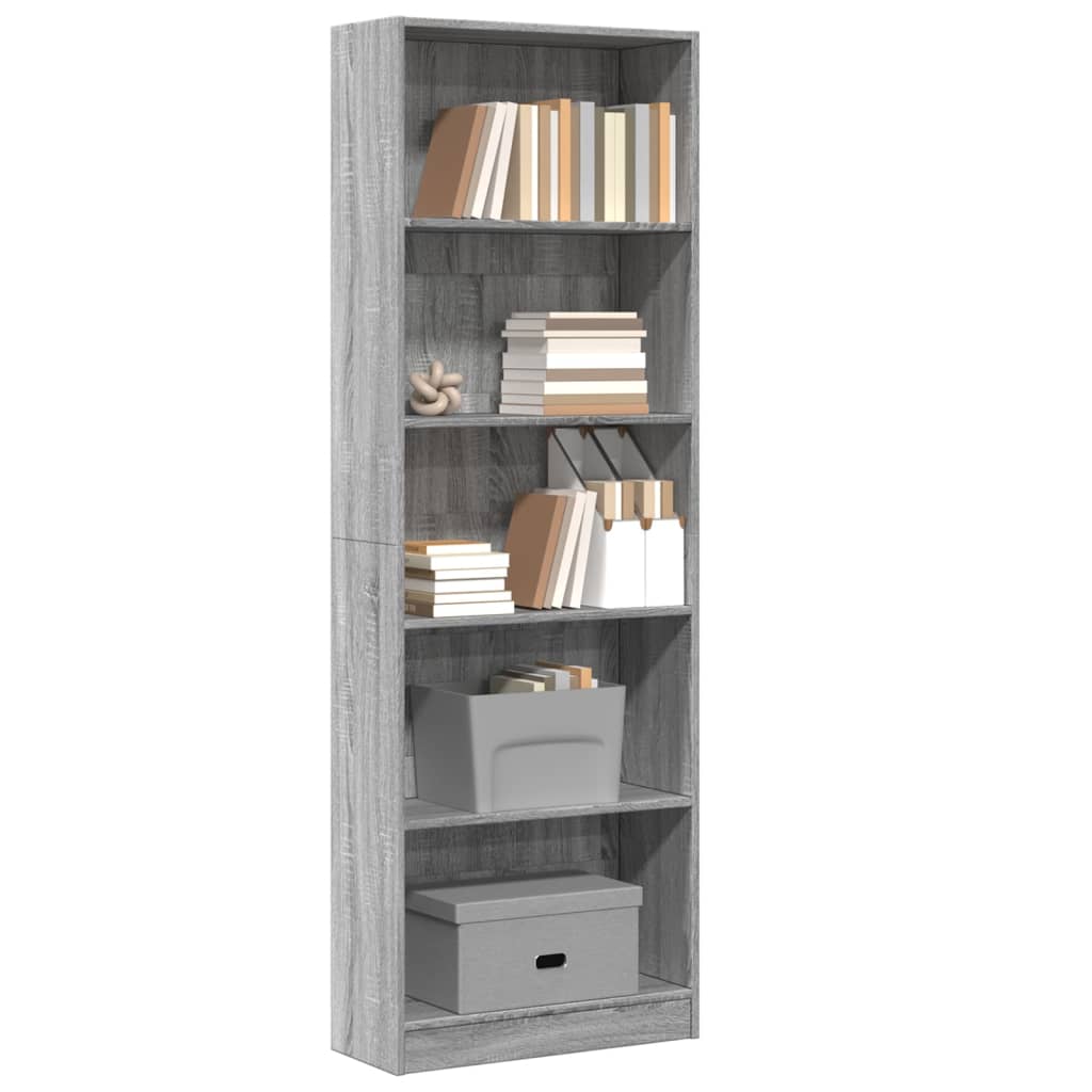 Libreria Grigio Sonoma 60x24x176 cm in Legno Multistrato | homemem39