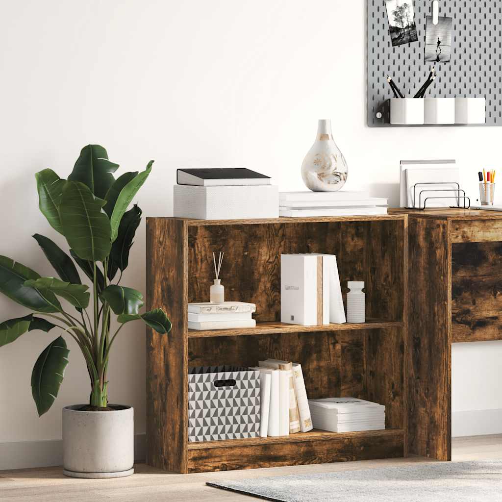Libreria Rovere Fumo 80x24x76 cm in Legno Multistrato | homemem39