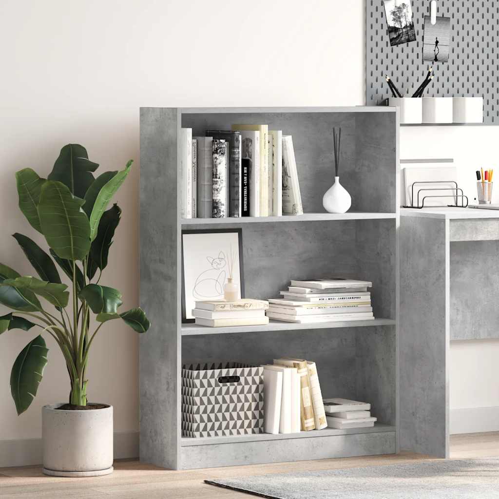 Libreria Grigio Cemento 80x24x109 cm in Legno Multistrato | homemem39