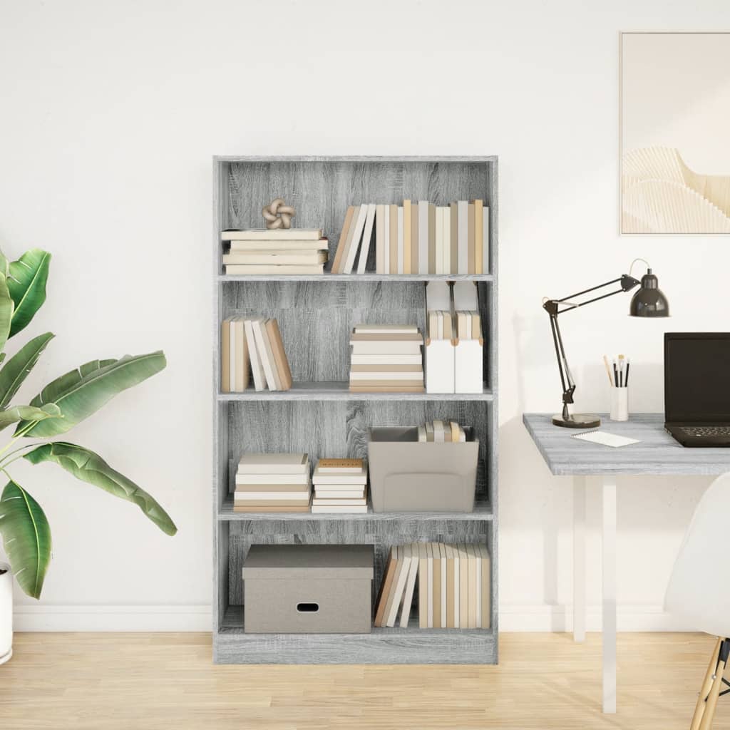 Libreria Grigio Sonoma 80x24x143 cm in Legno Multistrato | homemem39