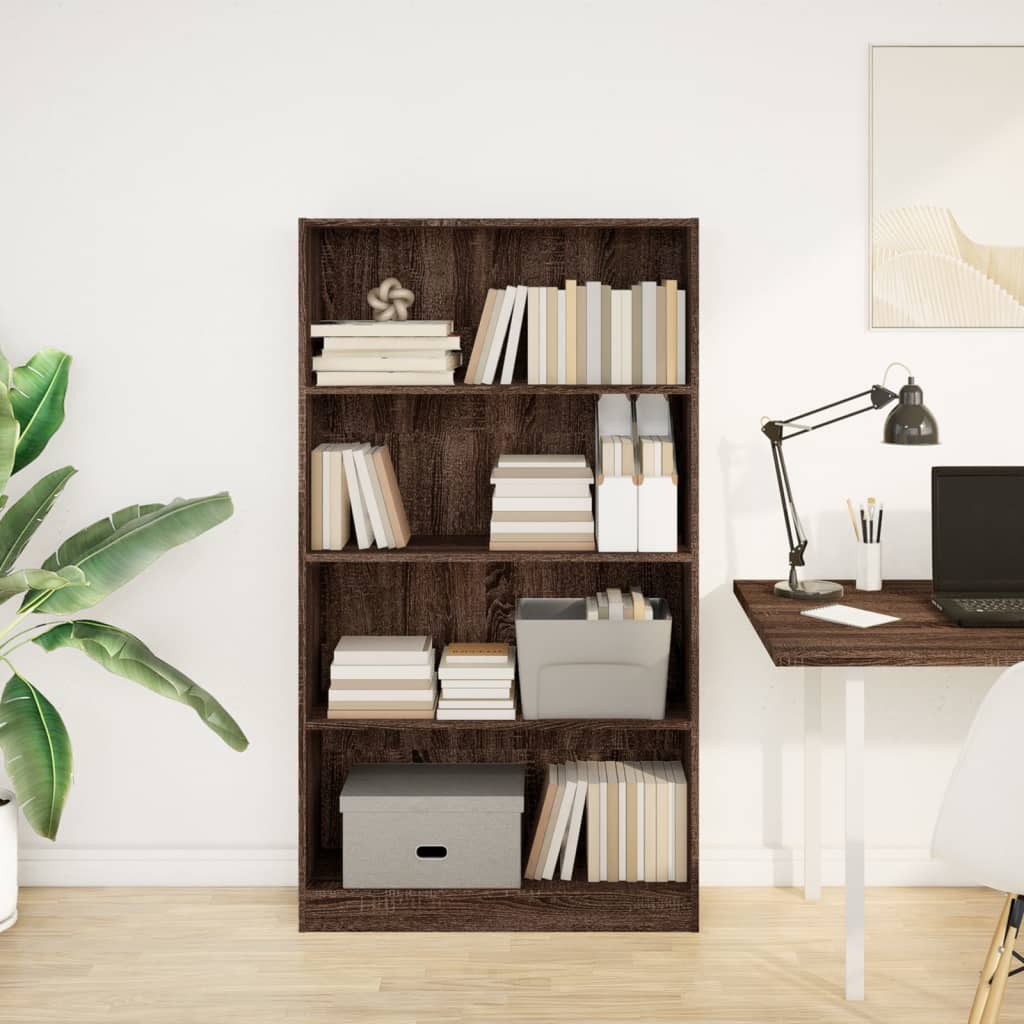 Libreria Rovere Marrone 80x24x143 cm in Legno Multistrato | homemem39