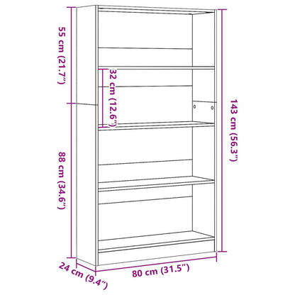 Libreria Rovere Marrone 80x24x143 cm in Legno Multistrato | homemem39