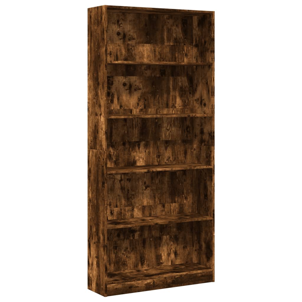 Libreria Rovere Fumo 80x24x176 cm in Legno Multistrato | homemem39