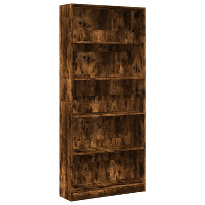 Libreria Rovere Fumo 80x24x176 cm in Legno Multistrato | homemem39