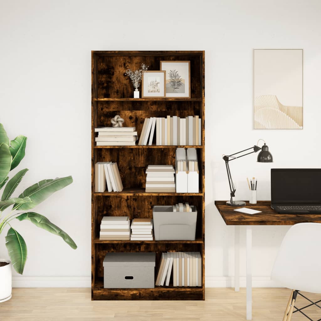 Libreria Rovere Fumo 80x24x176 cm in Legno Multistrato | homemem39