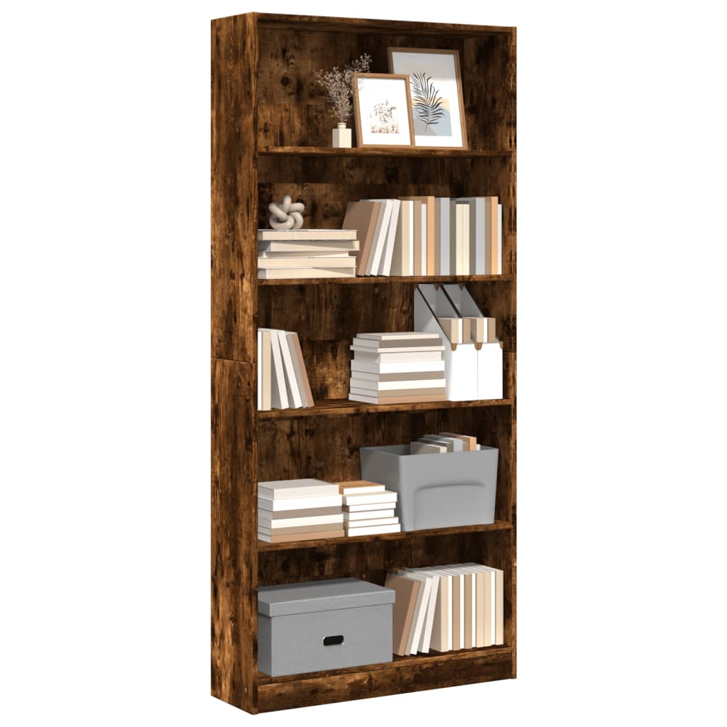 Libreria Rovere Fumo 80x24x176 cm in Legno Multistrato | homemem39