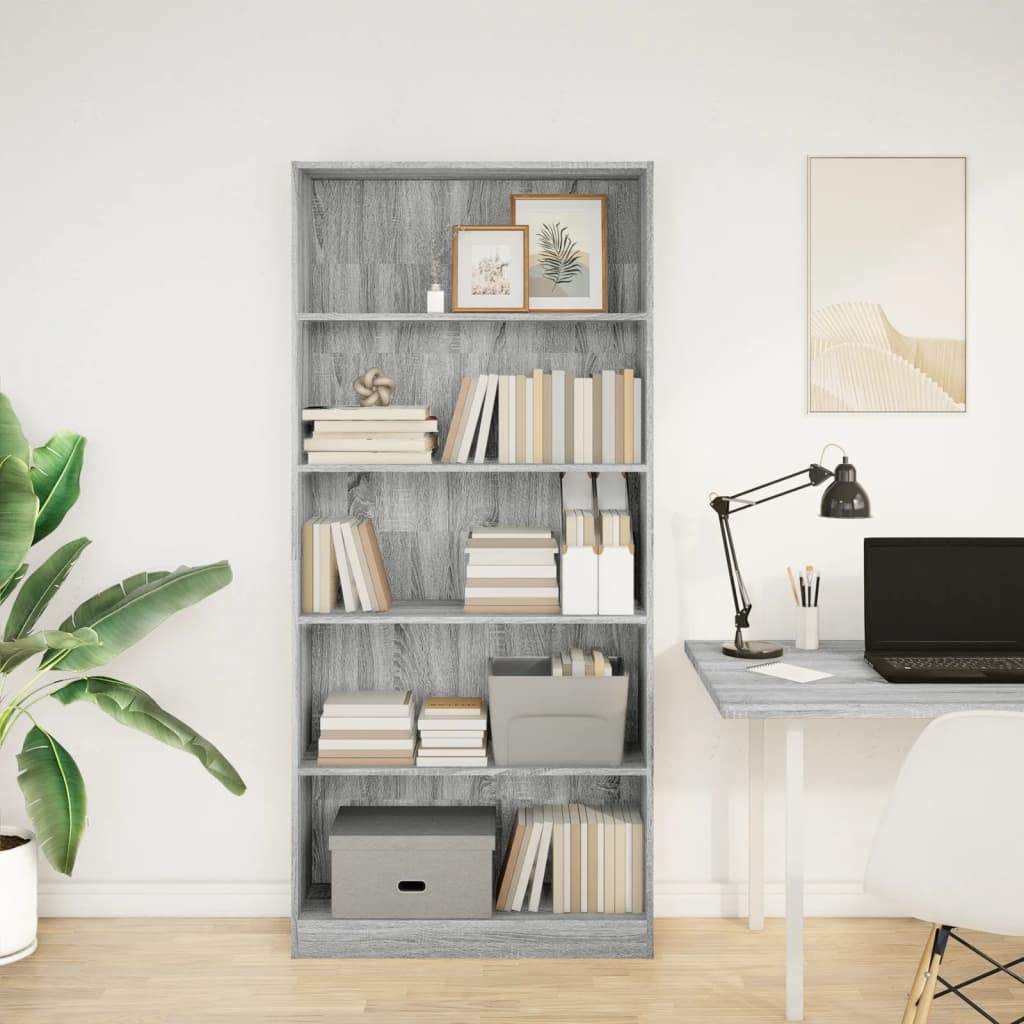 Libreria Grigio Sonoma 80x24x176 cm in Legno Multistrato | homemem39